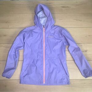 Columbia Kids Girls Purple Pink Lightweight Windbreaker Raincoat Jacket L 14/16